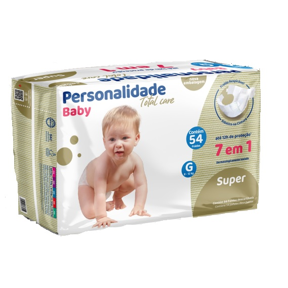 Fralda Infantil Personalidade Total Care Super G Com 54 Unidades