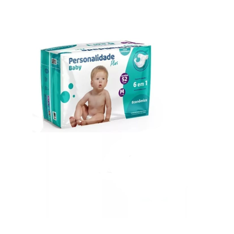 Fralda Personalidade Baby Plus Economica Média Com 52 Unidades