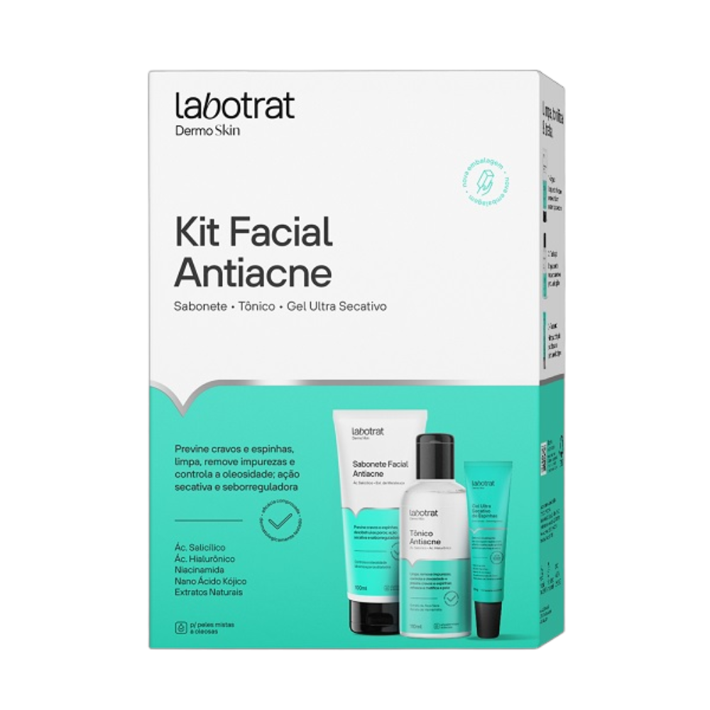 Kit Facial Antiacne Labotrat Dermo Skin Com 3 Itens
