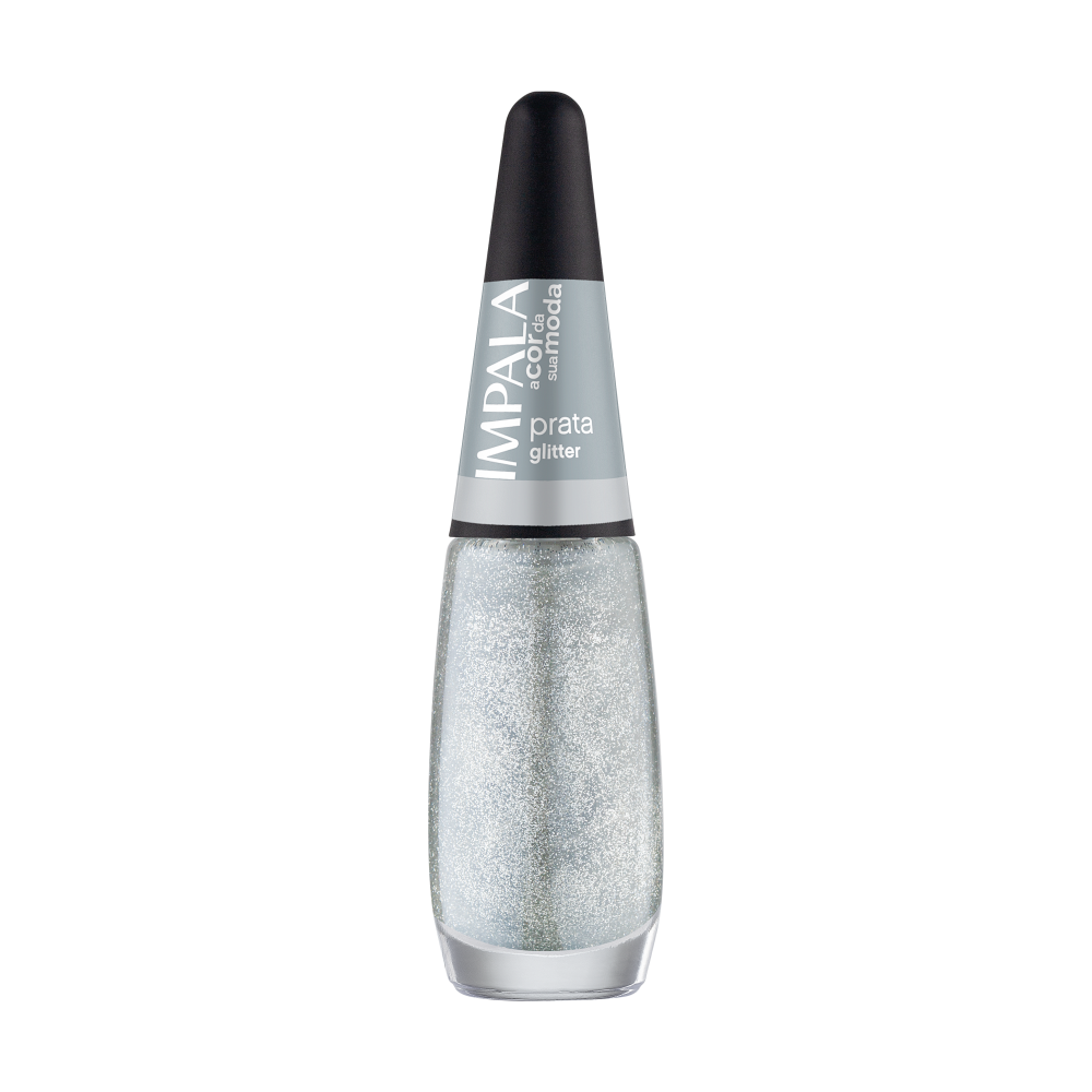 Esmalte Impala A Cor da Sua Moda Glitter Prata Com 6 Unidades Ref. 056