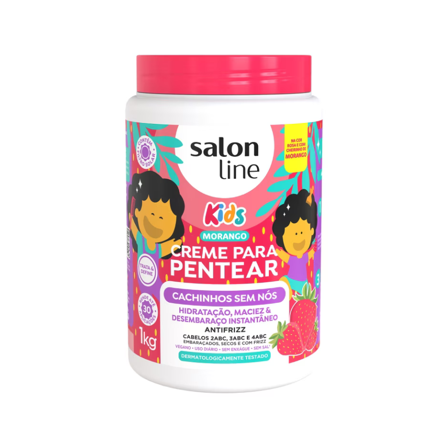Creme Para Pentear Salon Line Cachinhos Sem Nós Morango 1Kg