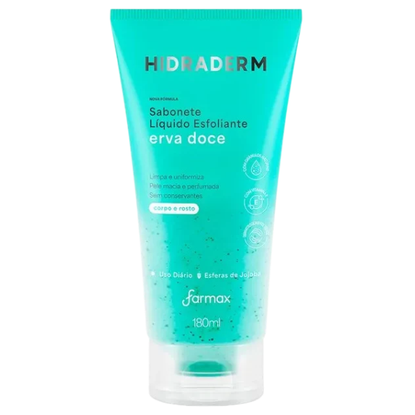 Sabonete Líquido Esfoliante Farmax Hidraderm Erva Doce 180ml