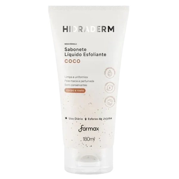 Sabonete Líquido Esfoliante Coco Hidraderm 180ml