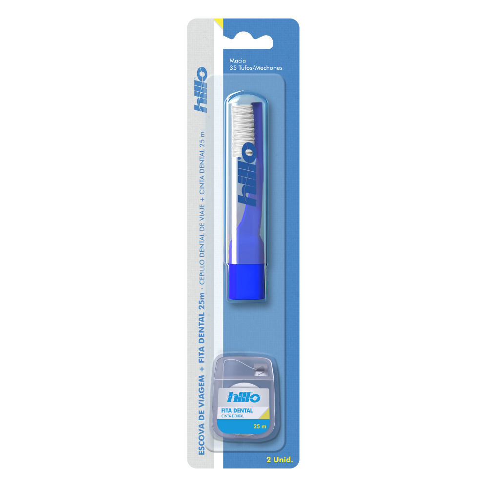 Kit Esc Dent Hillo Prm Viagem + Fio 25M