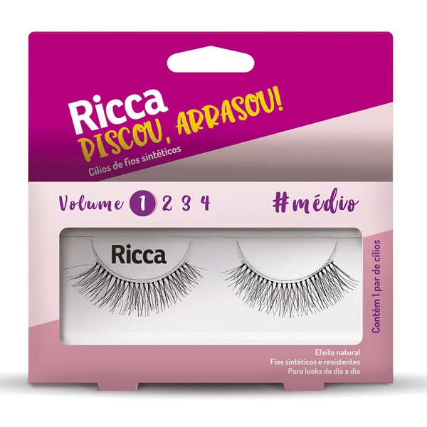 Cílios Postiços Ricca Belliz Com 1 Par Volume 1 Médio 303 Ref. 2673