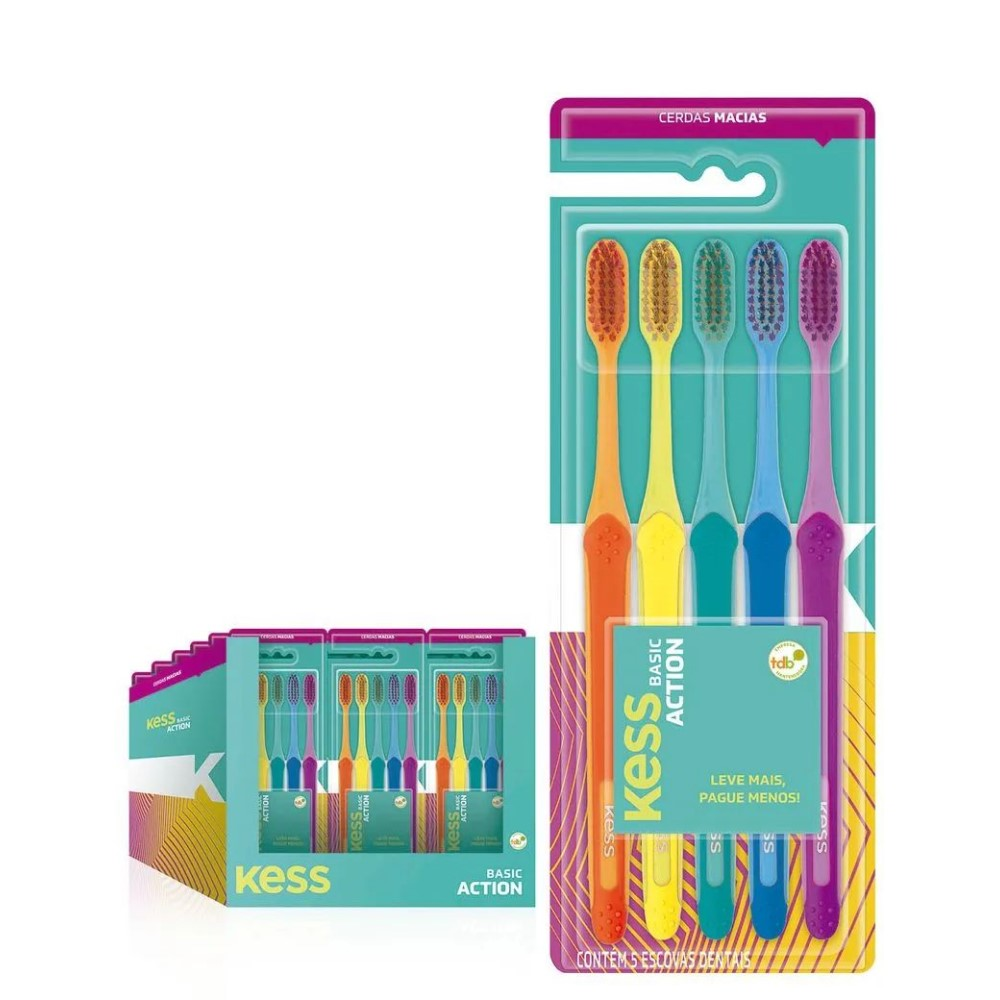 Escova Dental Kess Belliz Macia Com 5 Unidades Basic Action Ref. 2548