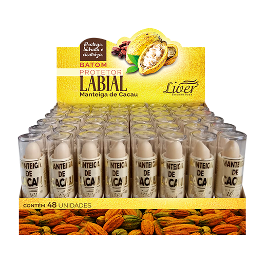 Batom Protetor Labial Liver Manteiga De Cacau - Display Com 48 Unidades