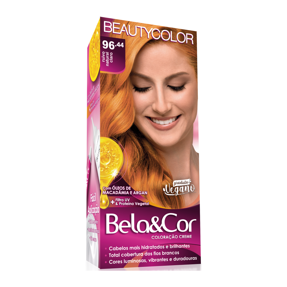 Coloração Permanente Beauty Color Bela&Cor Ruivo Natural Claro 96.44