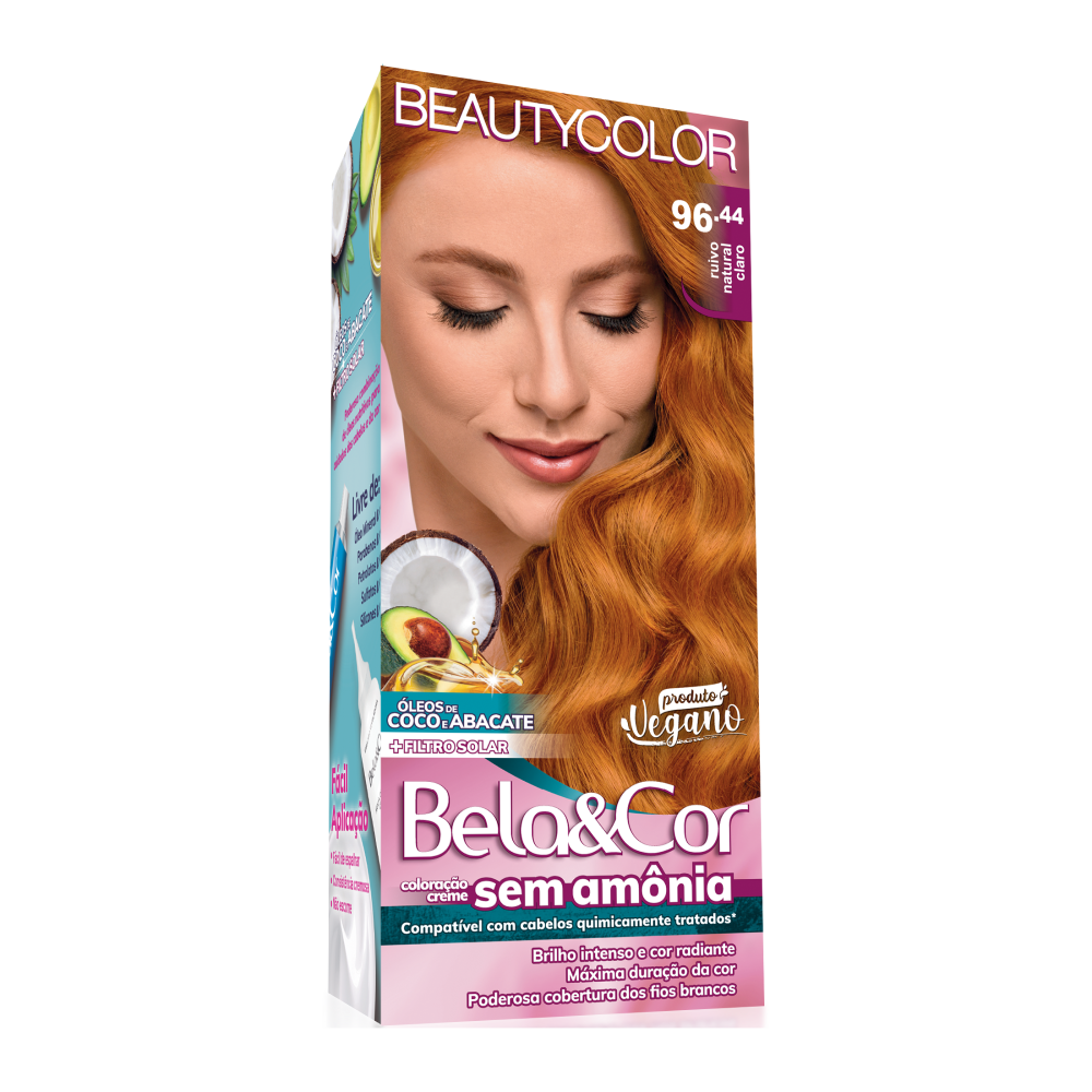 Coloração Tonalizante Beauty Color Bela&Cor Sem Amônia Ruivo Natural Claro 96.44