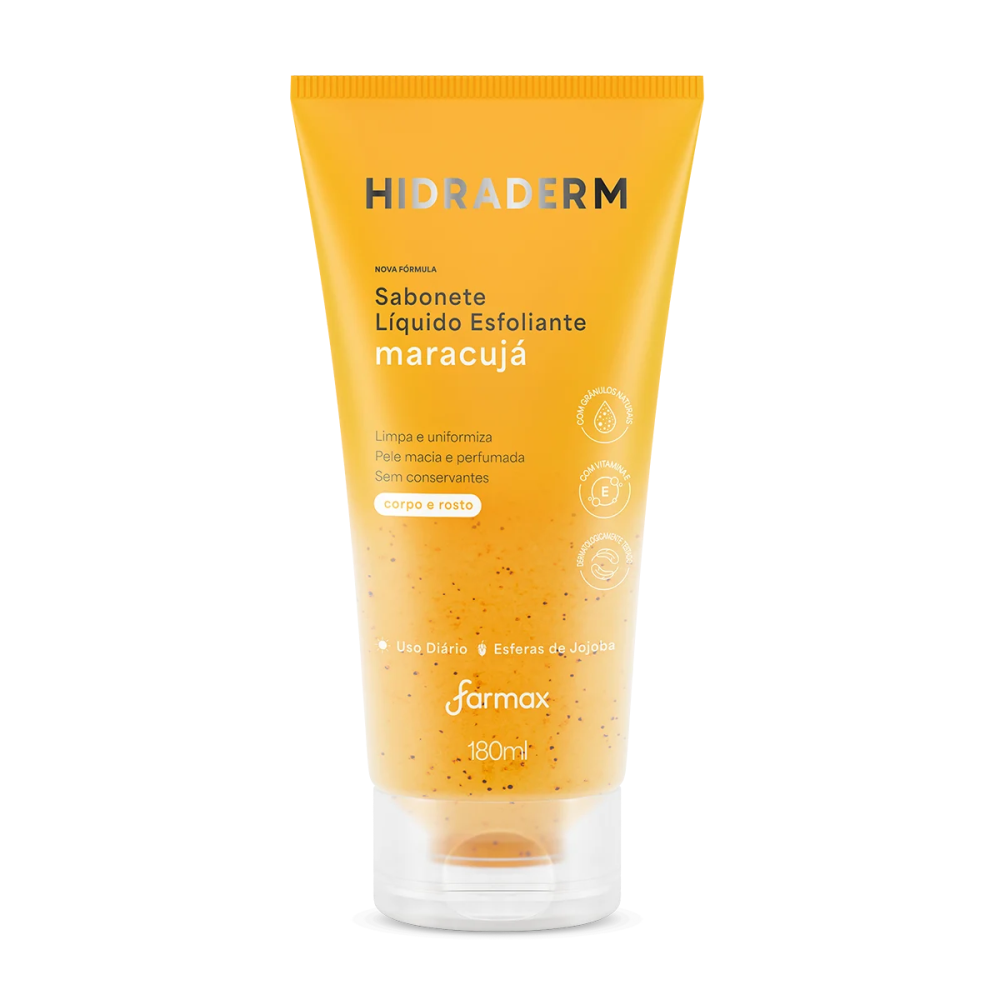 Sabonete Líquido Esfoliante Farmax Hidraderm Maracuja 180ml