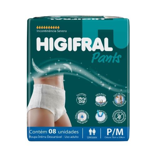 Roupa Íntima Descartável Personalidade Higifral Pants P-M Com 8 Unidades