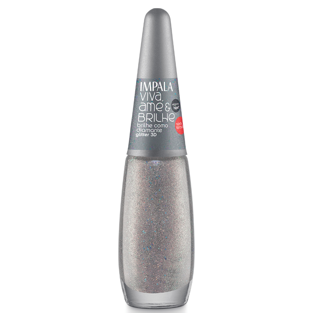 Esmalte Impala Viva, Ame & Brilhe Glitter 3D Brilhe Como Diamante Ref. 522