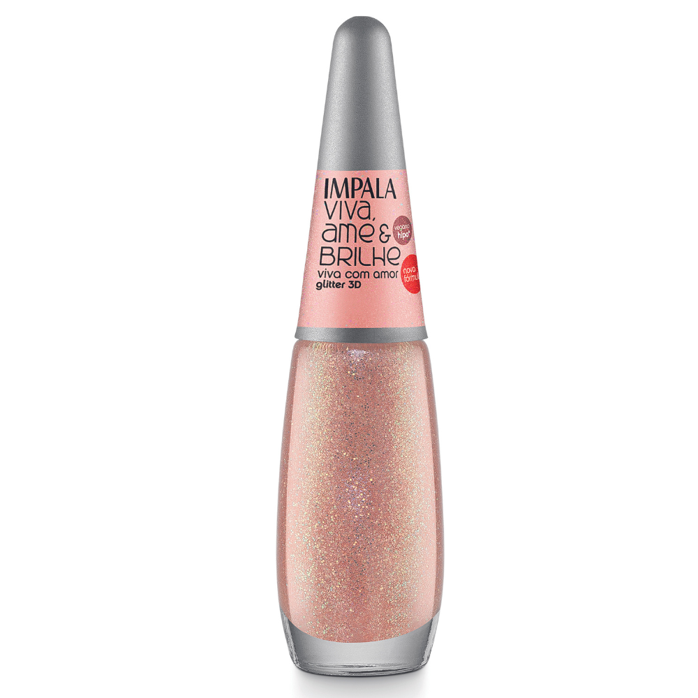 Esmalte Impala Viva, Ame & Brilhe Glitter 3D Viva Com Amor Ref. 521