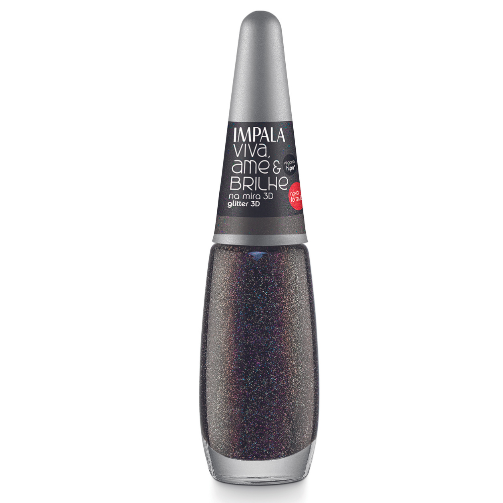 Esmalte Impala Viva, Ame & Brilhe Glitter 3D Na Mira 3D Ref. 961