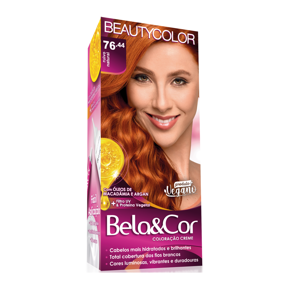 Coloração Permanente Beauty Color Bela&Cor Ruivo Natural 76.44