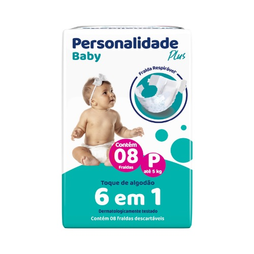 Fralda Infantil Personalidade Plus P Com 8 Unidades