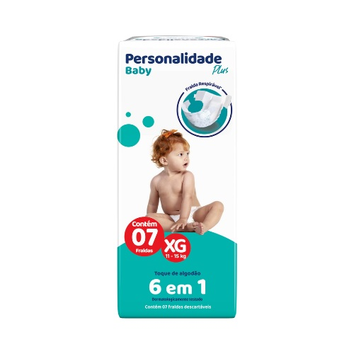 Fralda Personalidade Baby Plus Regular Extra Grande Com 7 Unidades