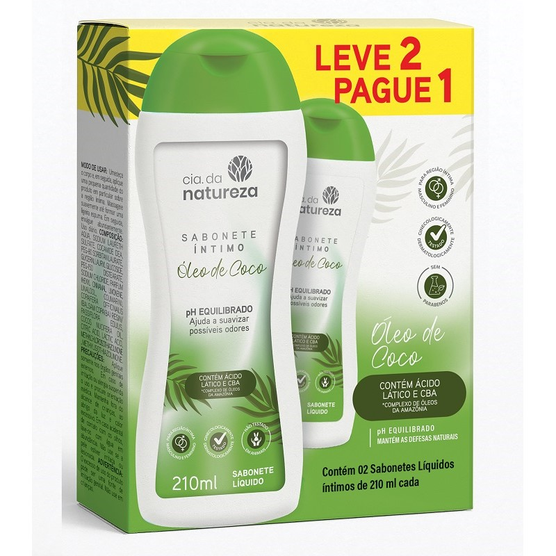 Sabonete Íntimo Cia Da Natureza Óleo De Coco 210ml Leve 2 Pague 1