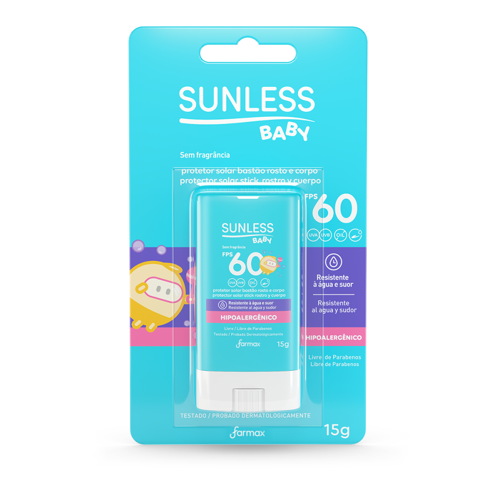 Protetor Solar Sunless Farmax 15g Baby Bastão FPS60