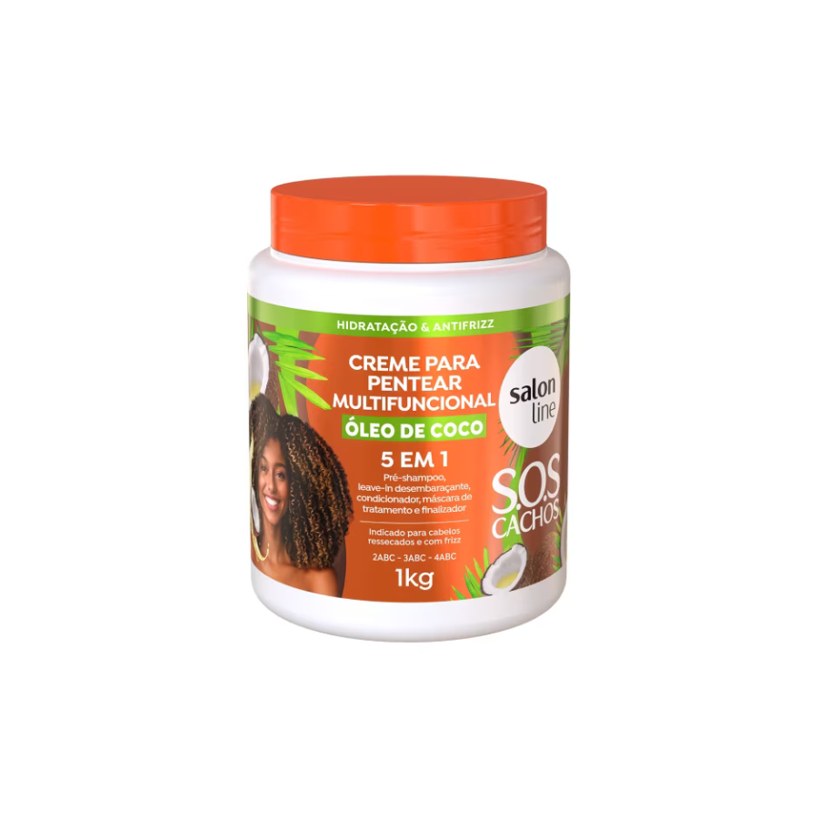 Creme Para Pentear Salon Line S.O.S Cachos Multifuncional 5 Em 1 Óleo De Coco 1Kg