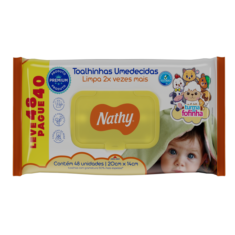Toalha Umedecida Nathy Baby Promocional Leve 48 Pague 40 Com Tampa