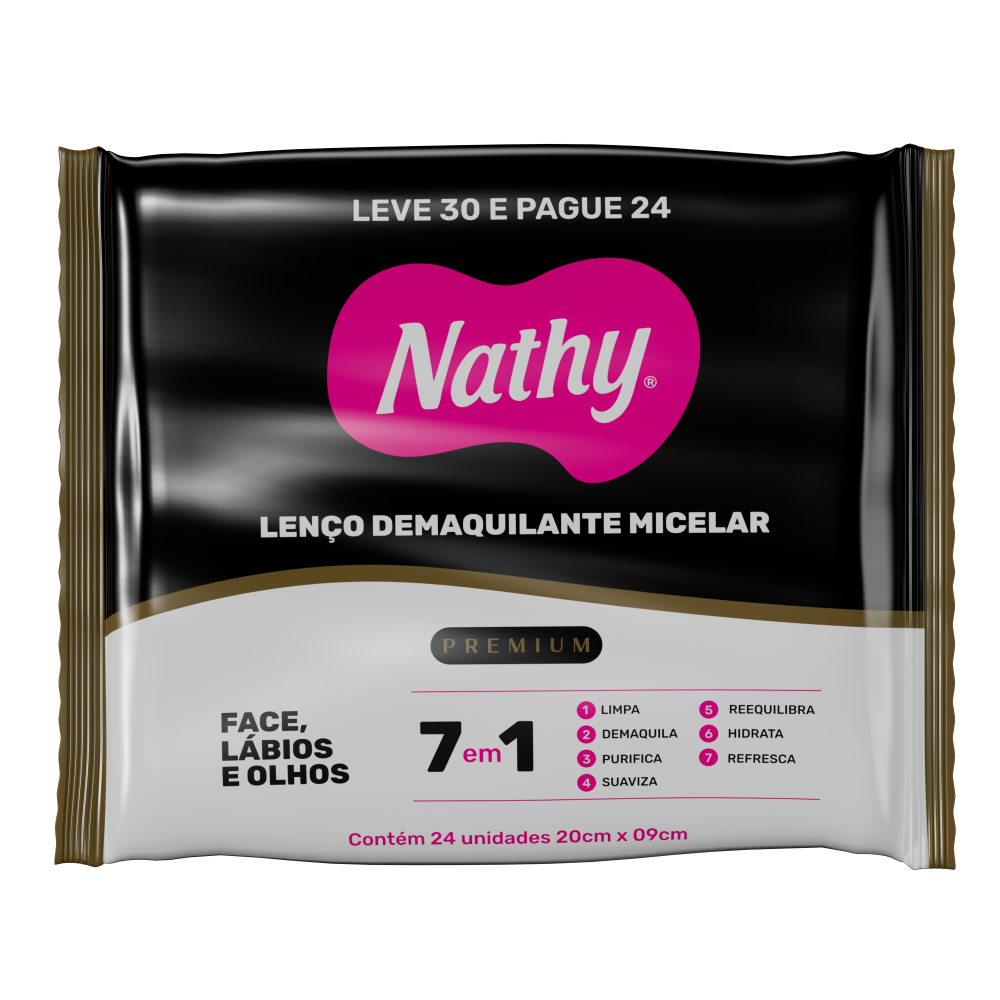 Toalha Umedecida Nathy Demaquilante Micelar