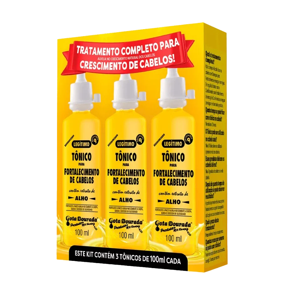Kit 3 Tônicos Gota Dourada Fortalecimento 100ml