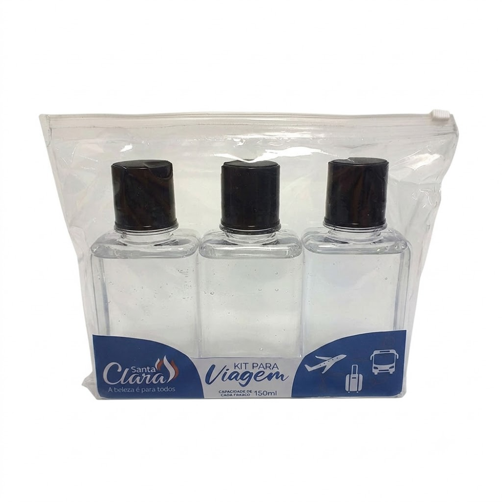 Kit Santa Clara Luxo Para Viagem 3 Frascos Trasparentes 150ml Ref. 6129