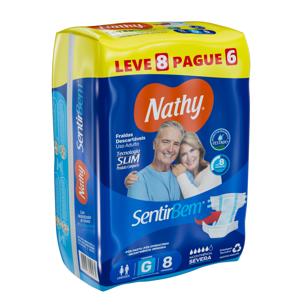 Fralda Geriátrica Nathy Sentir Bem Adulto  G Com 8 Unidades