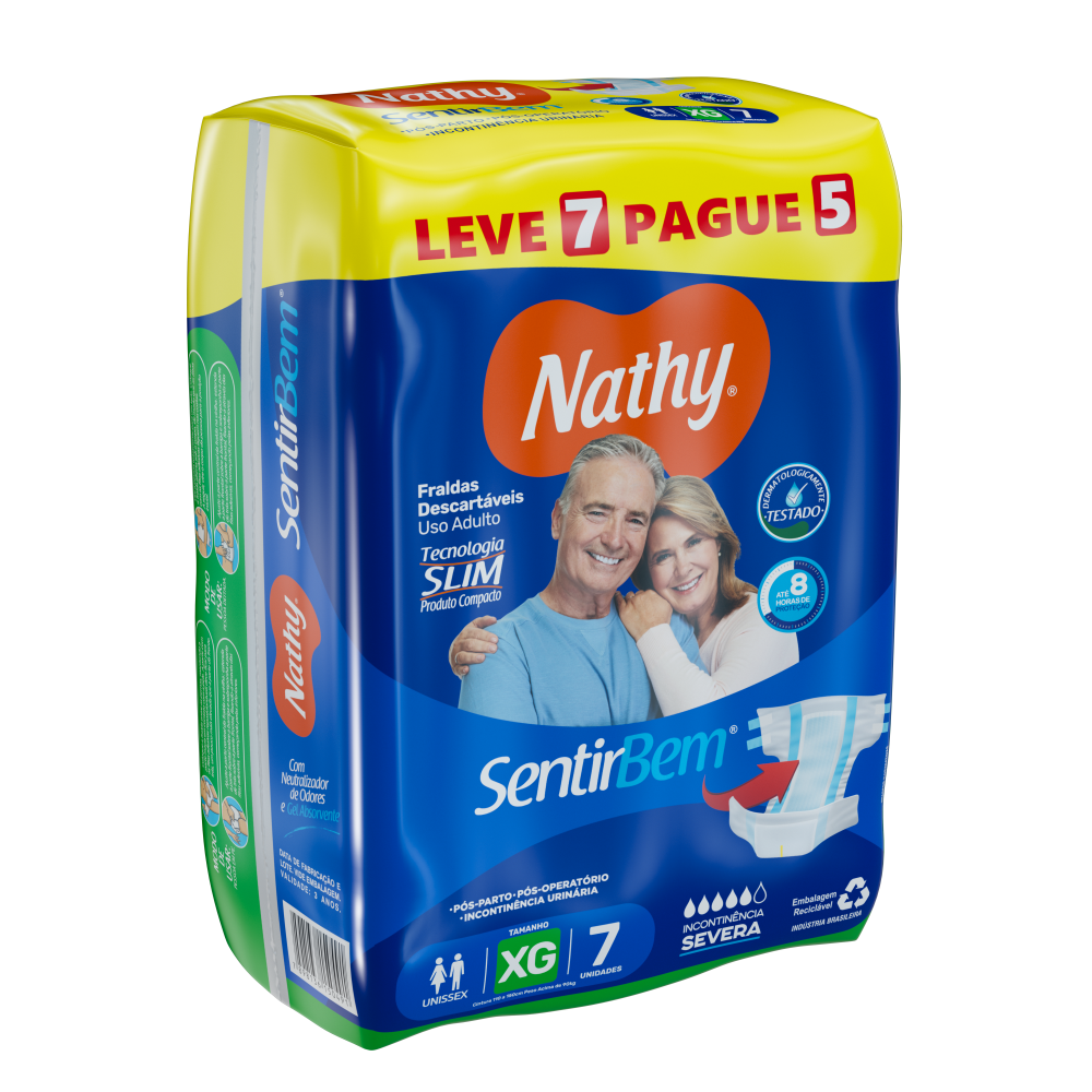 Fralda Geriátrica Nathy Sentir Bem Adulto  XG Com 7 Unidades