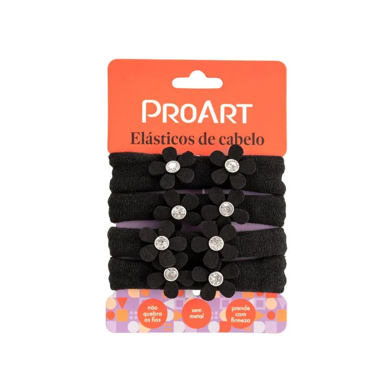Elásticos de Cabelo Proart Flor Com 4 Unidades Ref. EC11B