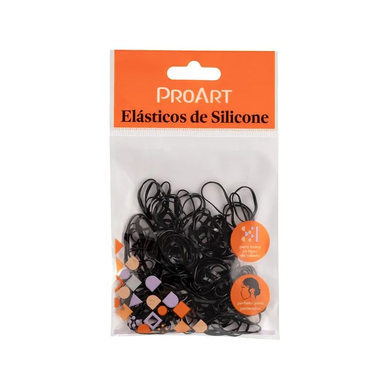 Elásticos de Cabelo Proart Grande Silicone Transparente Com 100 Unidades Ref. ES03B