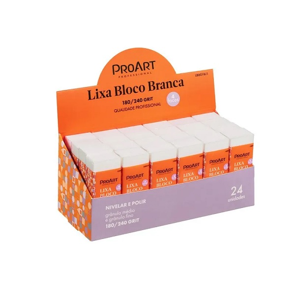 Lixa Proart Bloco Branca Display Com 24 Unidades Ref. LBB01BJ1