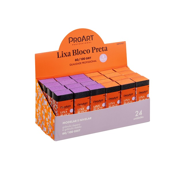 Lixa Proart Bloco Preta Display Com 24 Unidades Ref. LBP01BJ1