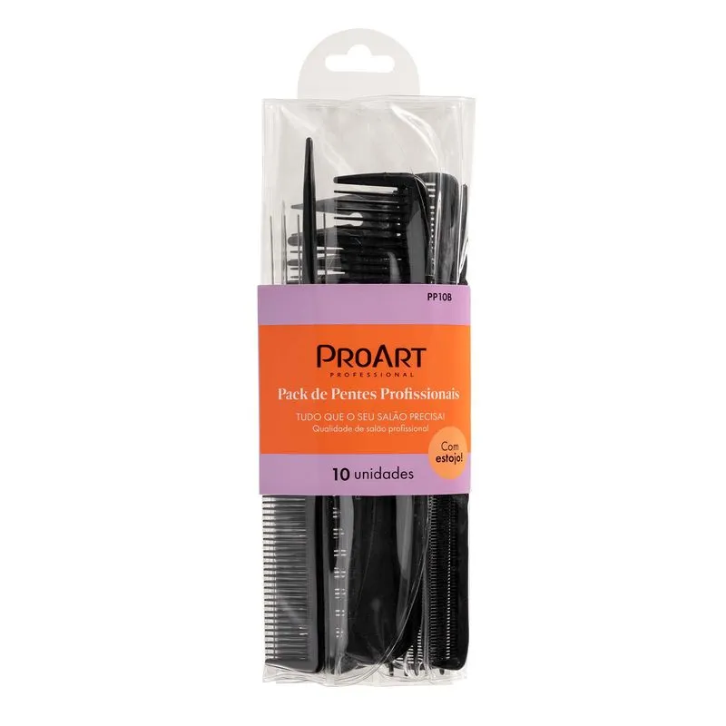 Pente Proart Profissional Preto Com 10 Unidades Ref. PP10B