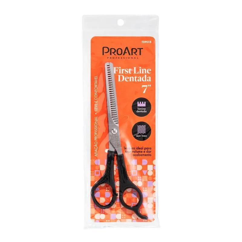 Tesoura de Cabeleleiro Proart First Line Dentada N7 Ref. TDP01B