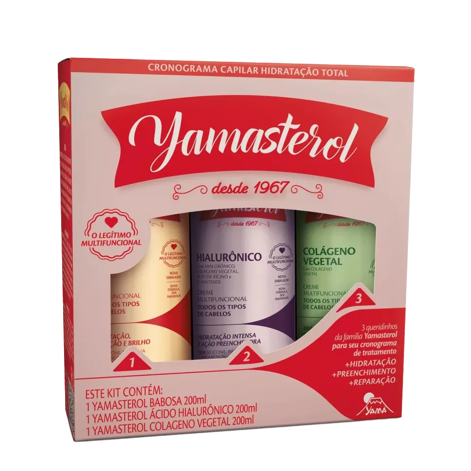 Kit Creme Multifuncional Yamasterol Babosa + Hialurônico + Colágeno Vegetal 200ml