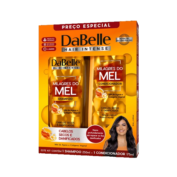 Kit Shampoo 250ml + Condicionador 175ml Dabelle Milagres Do Mel