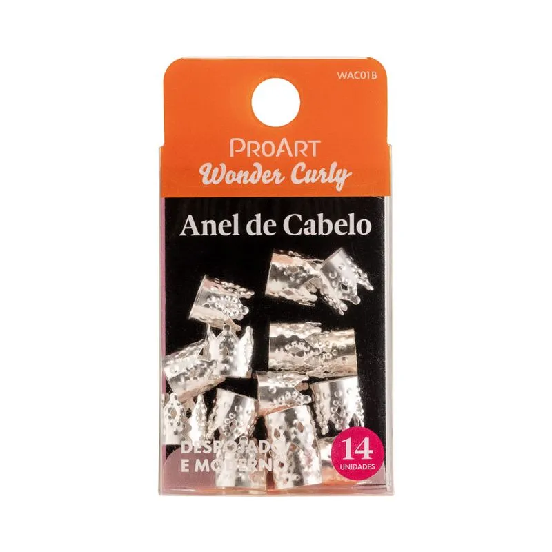 Anel de Cabelo Proart Wonder Curly Coroa Prata Com 6 Unidades Ref. WAC01B