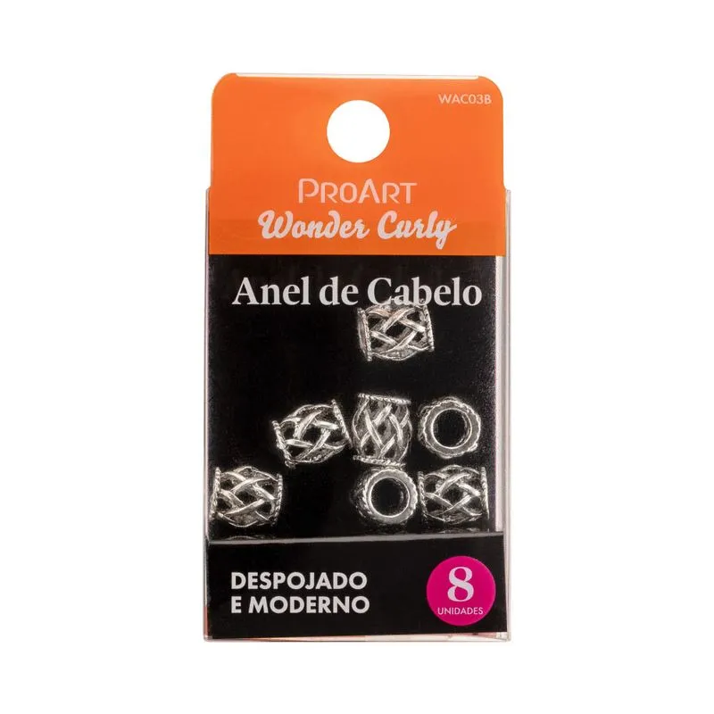 Anel de Cabelo Proart Wonder Curly Classy Prata Com 6 Unidades Ref. WAC03B