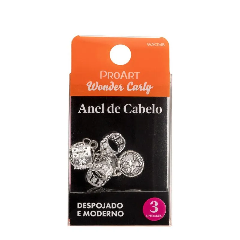 Anel de Cabelo Proart Wonder Curly Moeda Prata Com 6 Unidades Ref. WAC04B