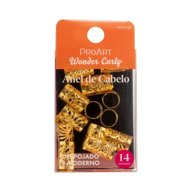 Anel de Cabelo Proart Wonder Curly Classy Dourado Com 6 Unidades Ref. WAC05B