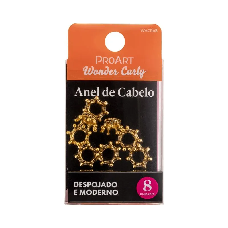 Anel de Cabelo Proart Wonder Curly Coroa Dourado Com 6 Unidades Ref. WAC06B