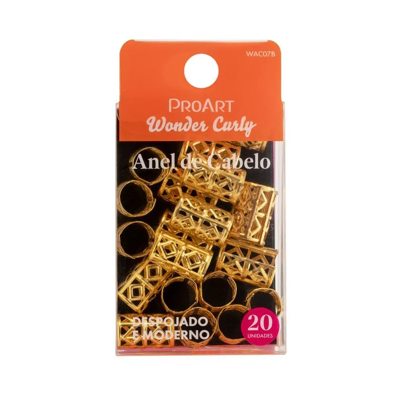 Anel de Cabelo Proart Wonder Curly Stylish Dourado Com 6 Unidades Ref. WAC07B