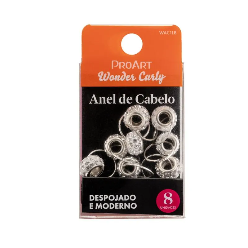 Anel de Cabelo Proart Wonder Curly Bolinha Prata Com 6 Unidades Ref. WAC11B