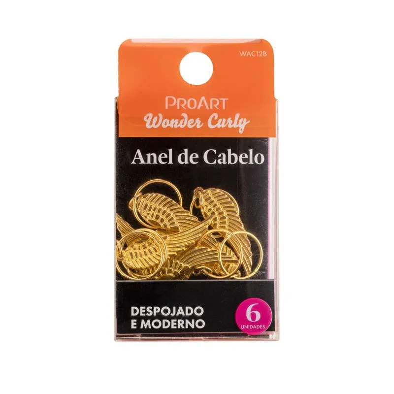 Anel de Cabelo Proart Wonder Curly Asa Dourada Com 6 Unidades Ref. WAC12B