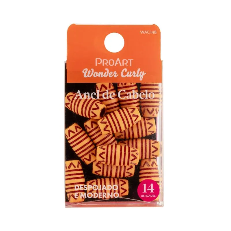 Anel de Cabelo Proart Wonder Curly Plástico Bege Com 6 Unidades Ref. WAC14B