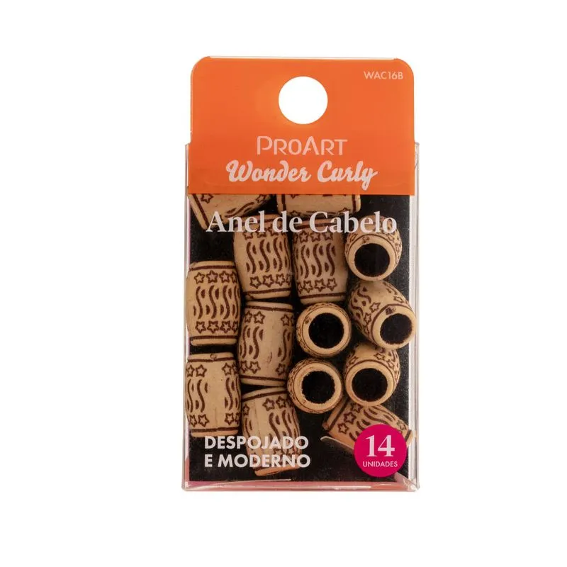 Anel de Cabelo Proart Wonder Curly Plástico Marrom Com 6 Unidades Ref. WAC16B