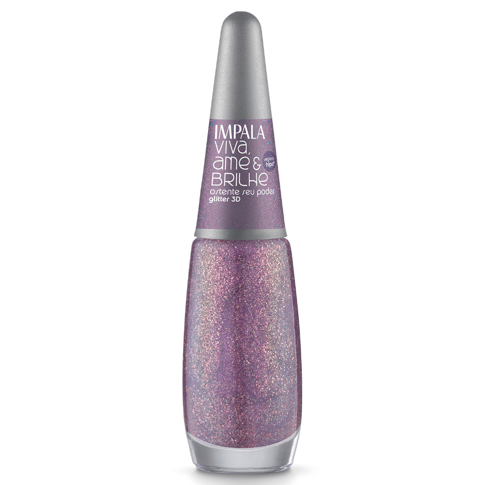 Esmalte Impala Viva, Ame & Brilhe Glitter 3D Ostente Seu Poder Ref. 937