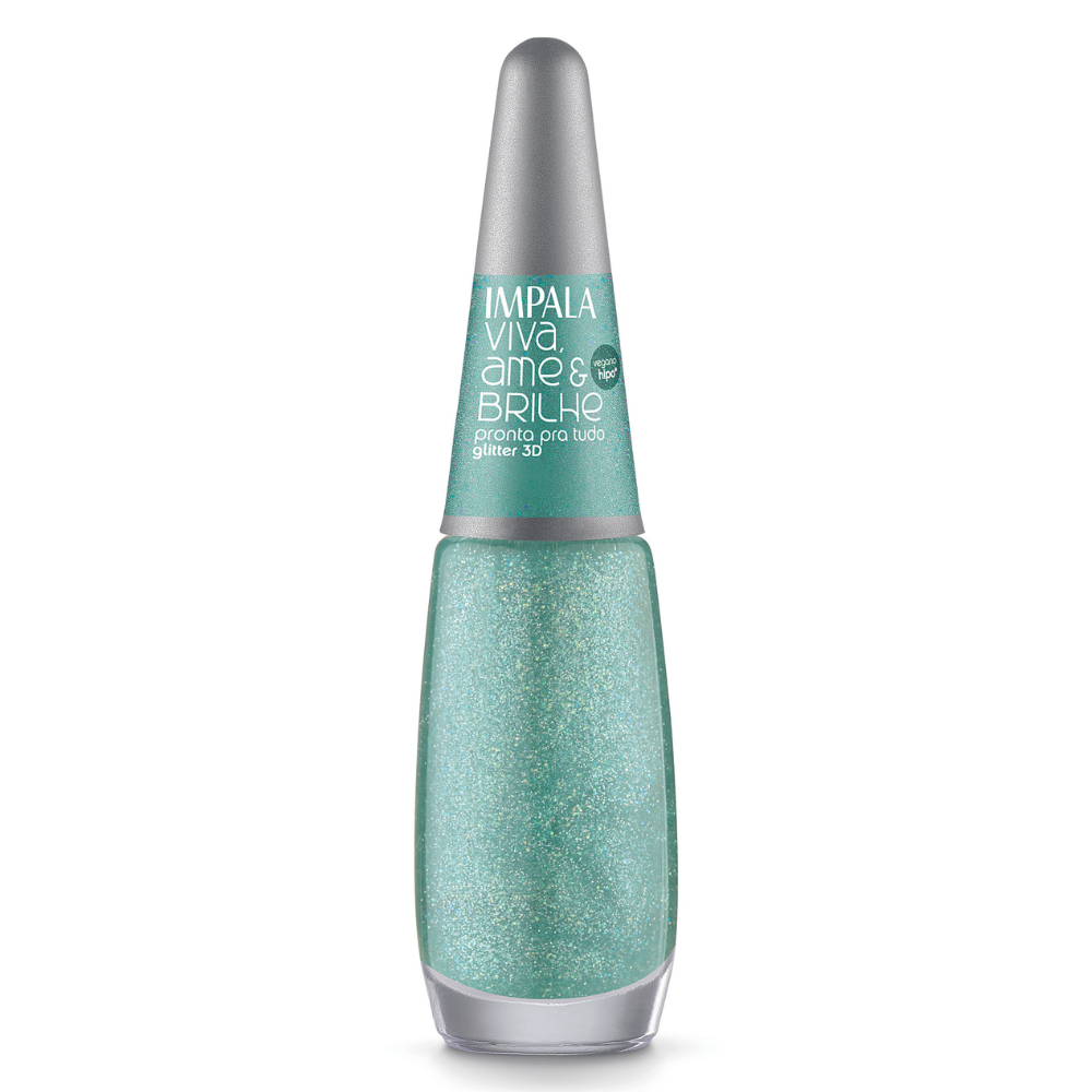Esmalte Impala Viva, Ame & Brilhe Glitter 3D Pronta Para Tudo Ref. 938